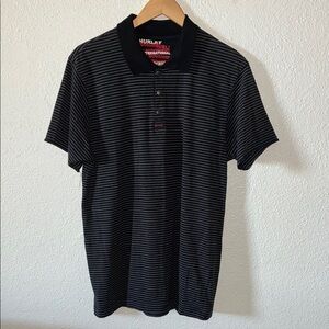 Hurley Black Polo Shirt with White Stripes